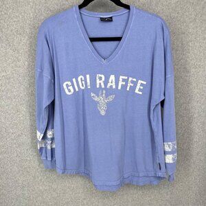 Spirit Jersey Gigi Raffe Long Sleeve Shirt Size L Purple White Long Live Giraffe